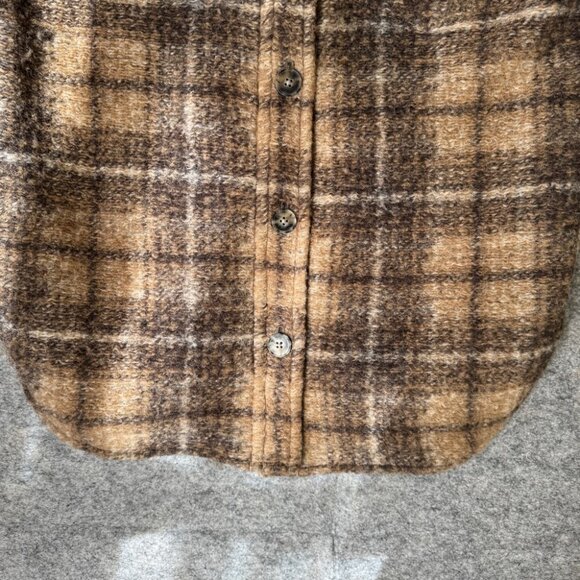 Wilfred Free Brown Plaid Wool Blend Shacket Jacket Size Small Cozy Fall - Picture 7 of 13